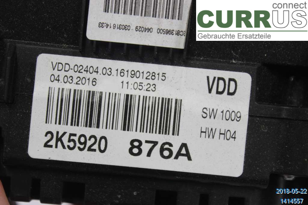 VW CADDY  16-20 Bloc instruments / combiné 2K5920876AX 2,0 TDI