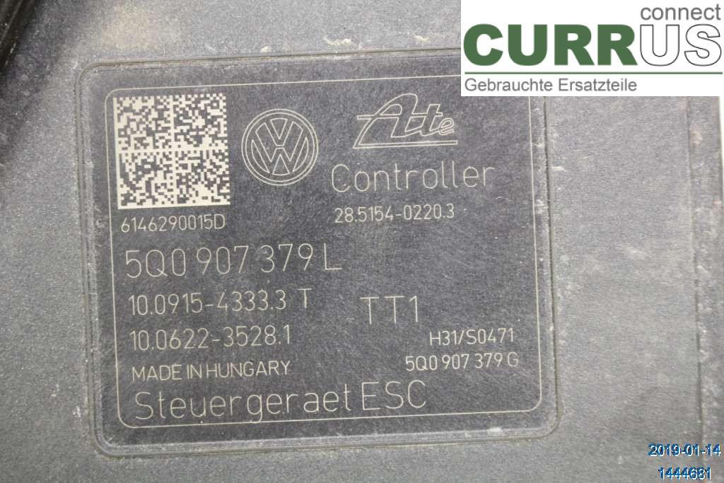 VW GOLF / E-GOLF VII   13-20 Unité hydraulique ABS 5Q0614517K 1,4 TSI MULTI
