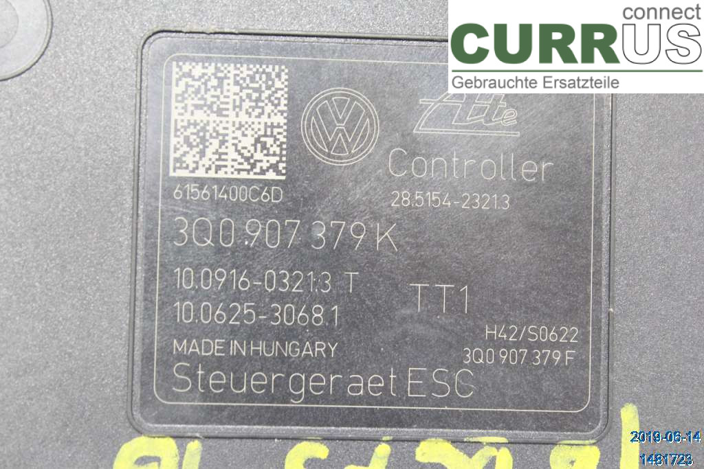 AUDI A3/S3 8V  13-20 ABS hydraulisk enhed 3Q0614517K 1,2 TFSI