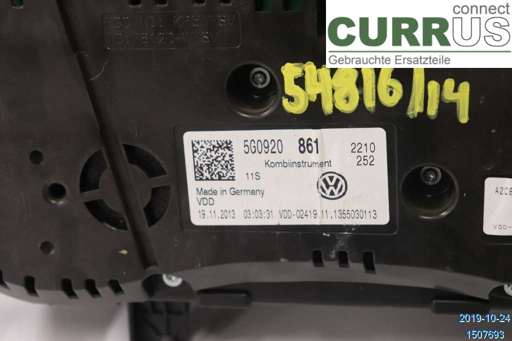 VW GOLF / E-GOLF VII   13-20 Instrumentpanel / kombiinstrument 5G0920861 1,4 TSI