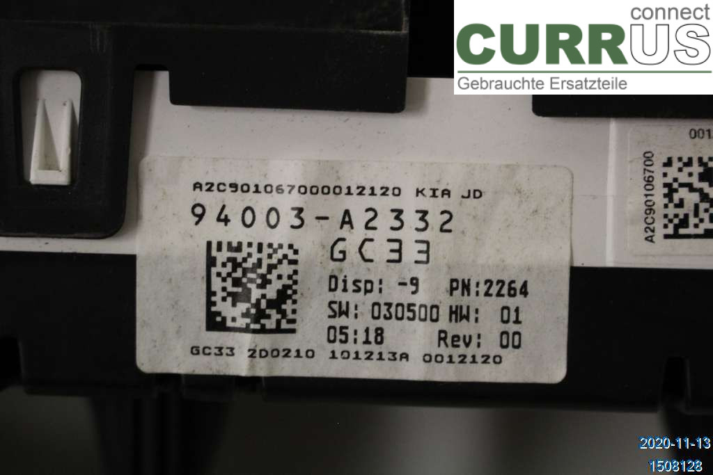 KIA CEED  12-18 Bloc instruments / combiné 94003A2332 1,6 CRDI D4FB