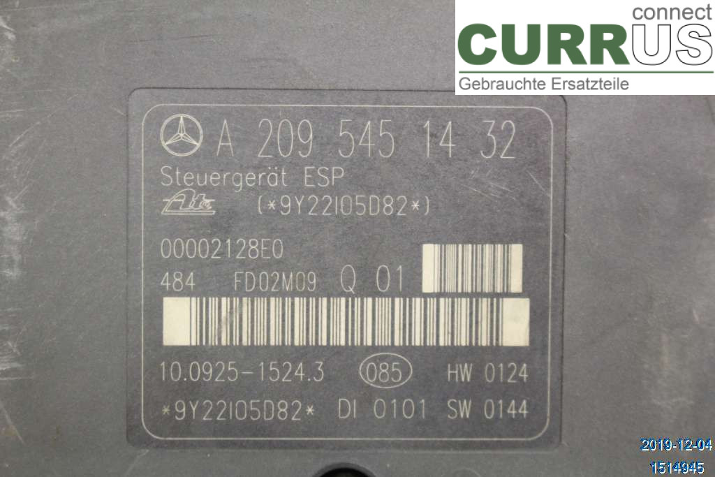 MB C (203)       00-07 ABS Hydraulic unit A0044315412 180 KOMPRESSOR