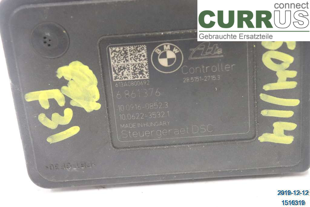 BMW 3 F30/F31/F80    12-19 ABS Hydraulic unit 34516897117 320d N47-D20C