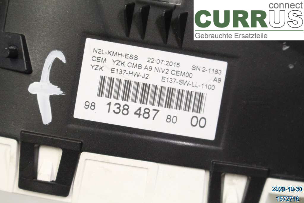 PEUGEOT 208 16-19 Instrument cluster / comb 9825986180 1,2 VTI