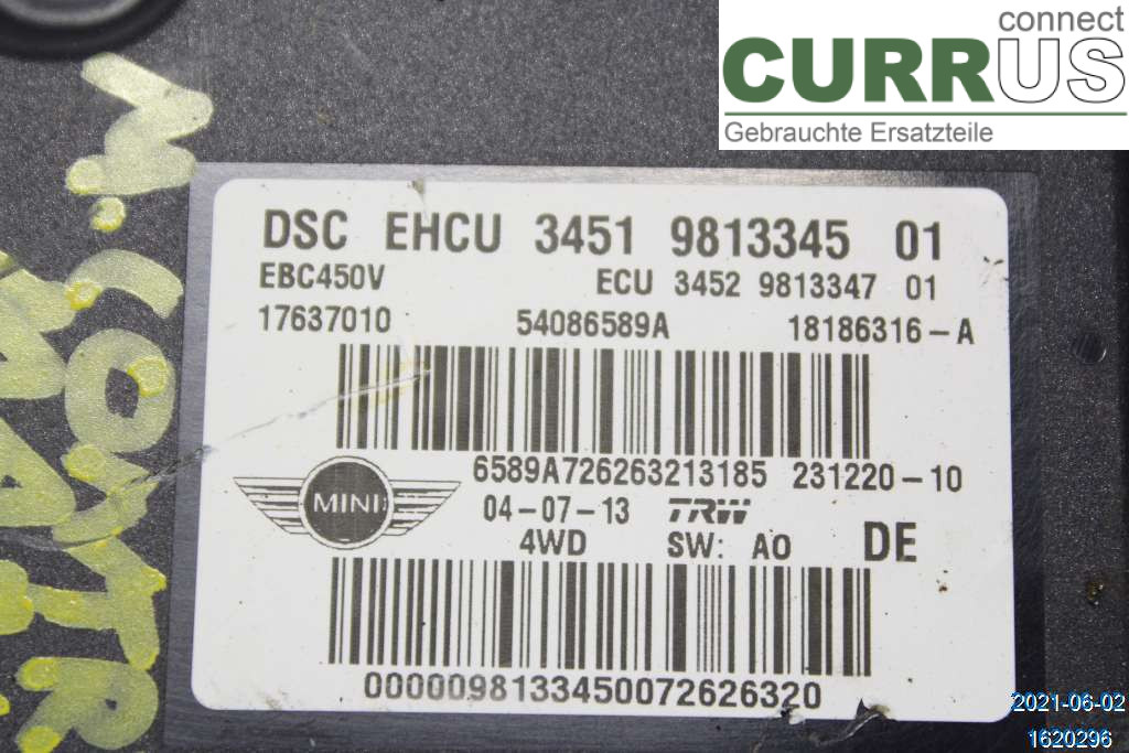 MINI COUNTRYMAN R60 11-16 ABS Hydraulic unit 34519813831 2,0 D MK1