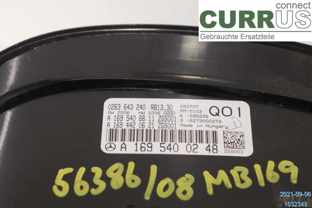 MB A-KLASS (W169)   04-12 Instrument cluster / comb A1695408948 M266.920 1,5