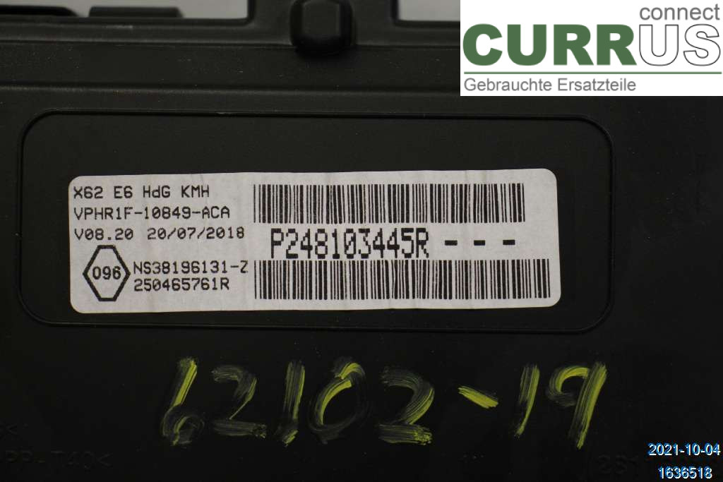 RENAULT MASTER III  15-20 Instrument cluster / comb 248103445R 2,3 DCI