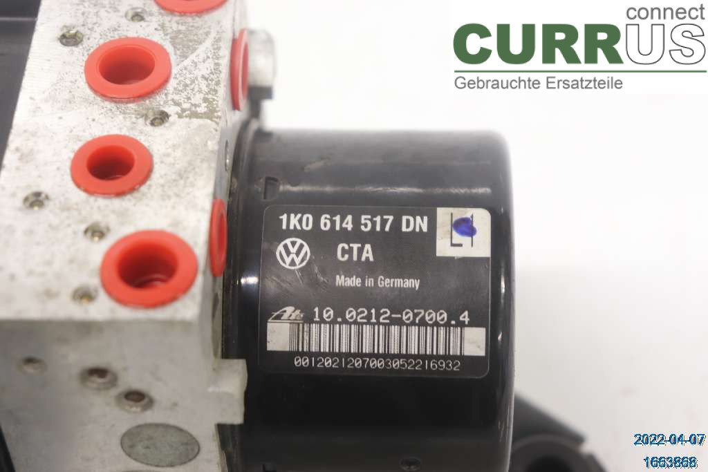 VW CADDY  11-15 Unité hydraulique ABS 1K0 614 517 DN 1.6 TDI