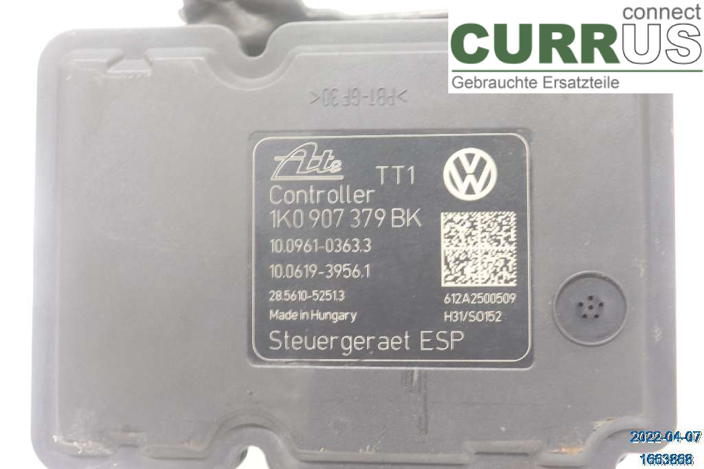 VW CADDY  11-15 Unité hydraulique ABS 1K0 614 517 DN 1.6 TDI