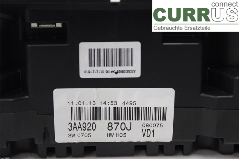 VW PASSAT  11-14 Instrument cluster / comb 3AA920870JX 2,0TDI