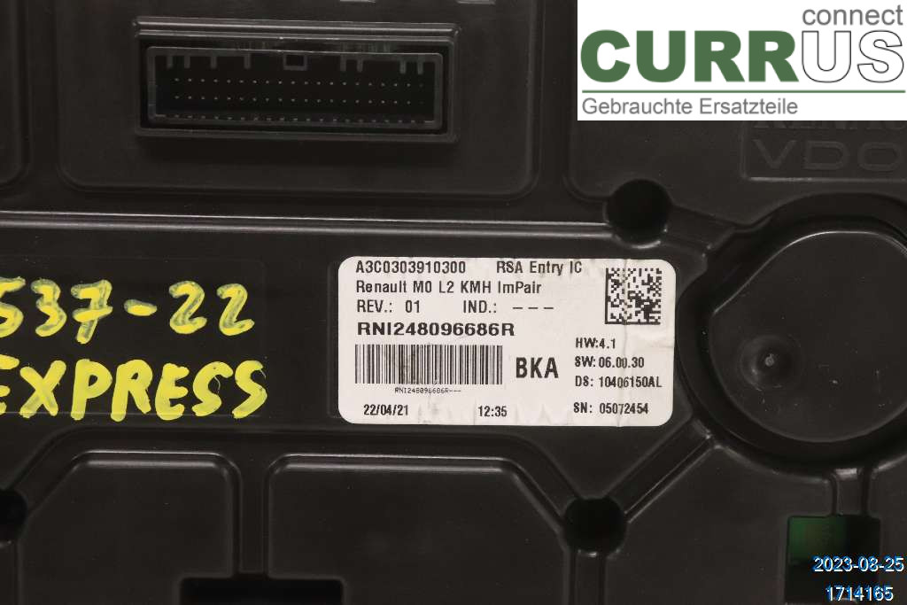 RENAULT EXPRESS Bloc instruments / combiné 248096686R 1.5