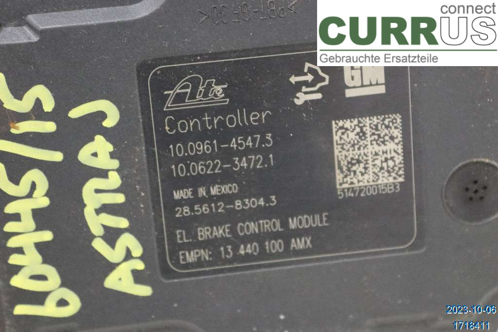 OPEL ASTRA  J    10-15 ABS-Hydraulikeinheit 39061712 1.6
