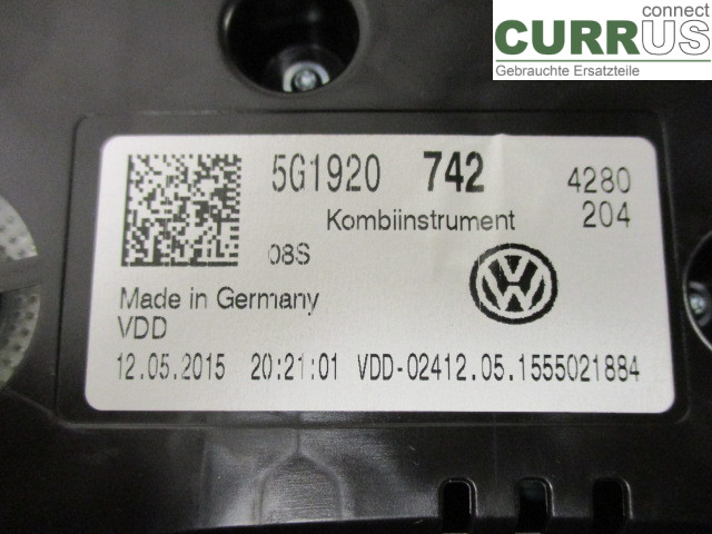 VW GOLF / E-GOLF VII   13-20 Instrumentpanel / kombiinstrument 5G1920742 CPWA