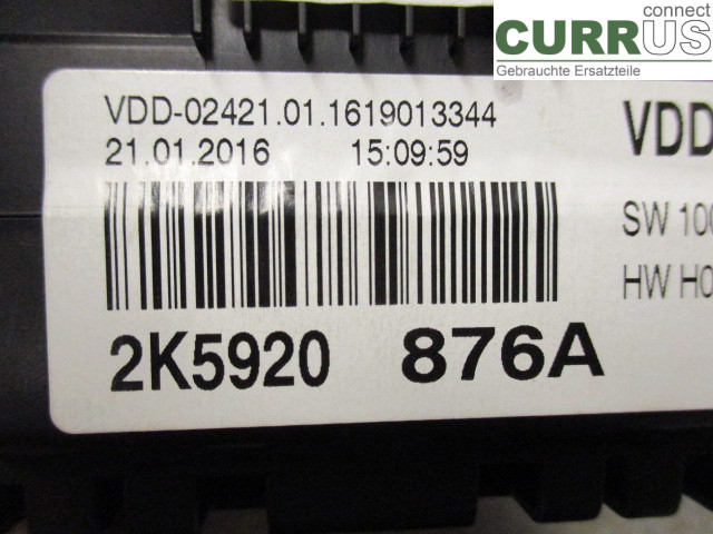 VW CADDY  16-20 Bloc instruments / combiné 2K5920876AX 2,0 DFSD