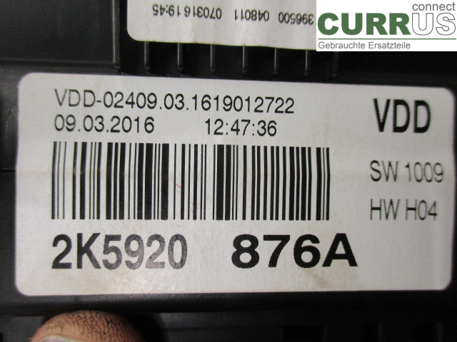 VW CADDY  16-20 Bloc instruments / combiné 2K5920876AX DFSD 2,0 tdi