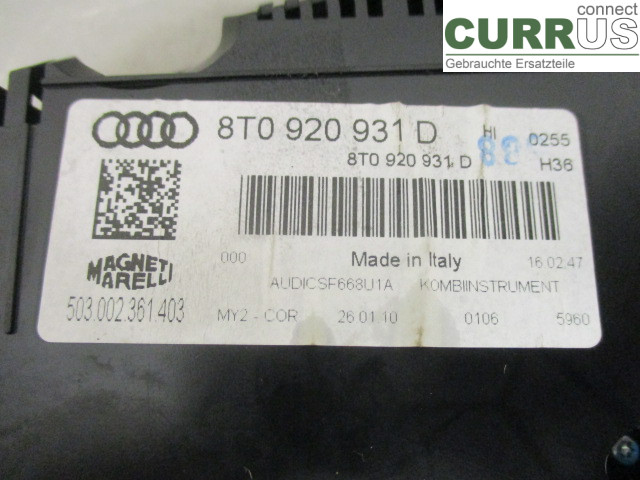 AUDI A5  07-16 Instrument cluster / comb 8T0920931DX CGKA 2,7TDI