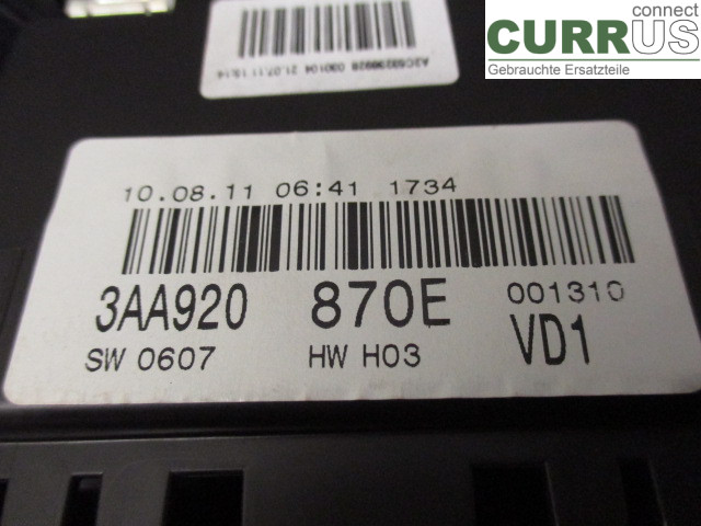 VW PASSAT  11-14 Instrument cluster / comb 3AA920870EX CDGA