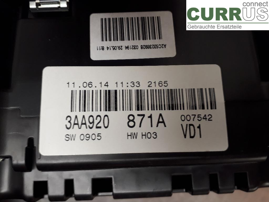 VW PASSAT  11-14 Instrument cluster / comb 3AA920871AX CFFB