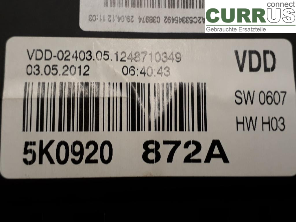VW GOLF VI     09-13 Instrument cluster / comb 5K0920872AX CAYC