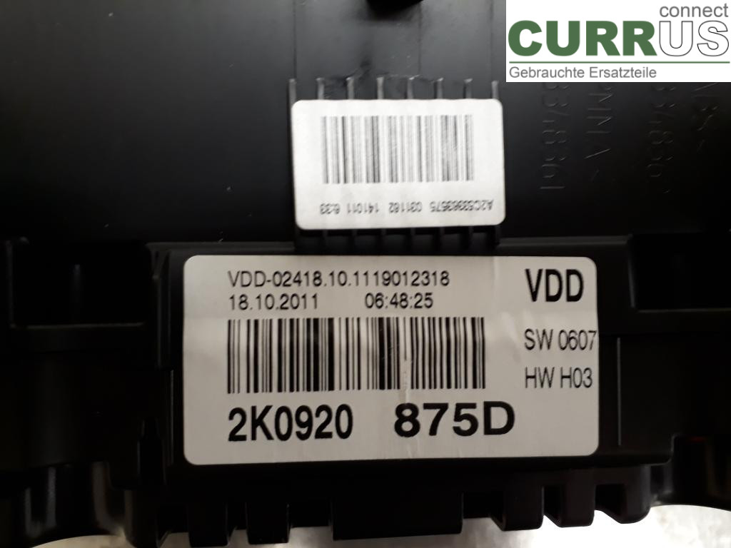 VW CADDY  11-15 Instrument cluster / comb 2K0920875DX CBZB