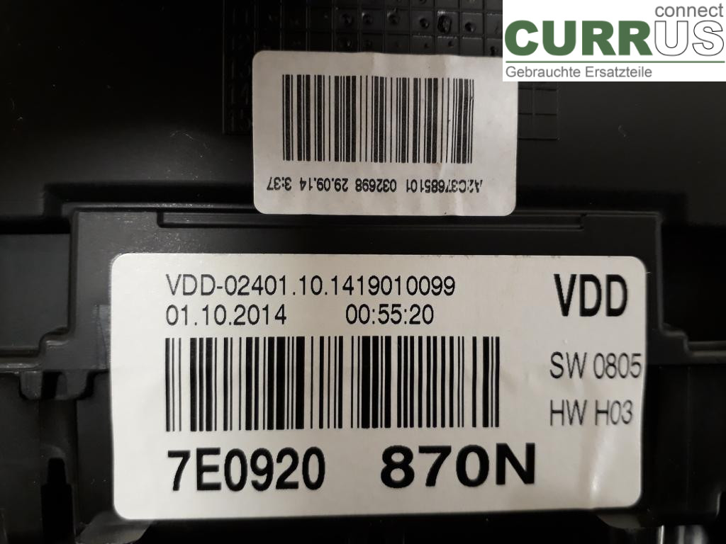 VW TRANSP/CARAVELLE 04-15 Bloc instruments / combiné 7E0920870NX CAAC