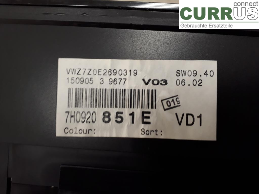 VW TRANSP/CARAVELLE 04-15 Instrumentkam 7H0920851LX AXD
