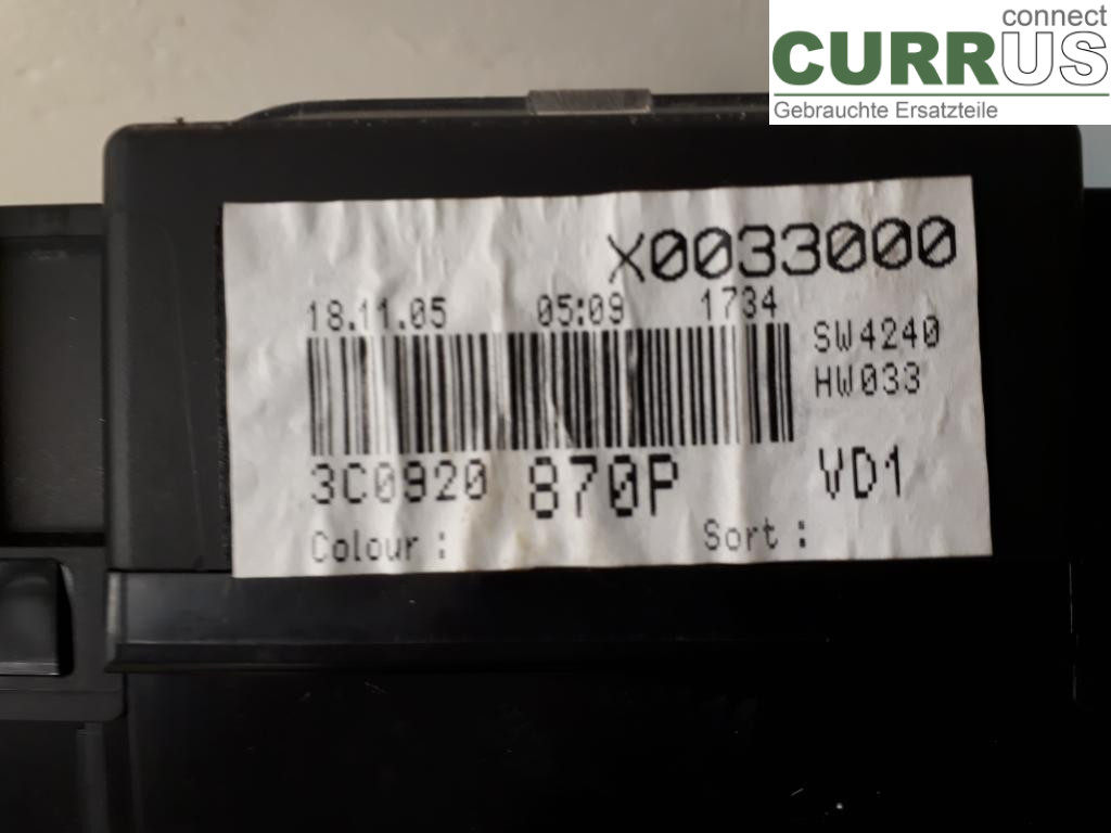 VW PASSAT      05-10 Instrument cluster / comb 3C0920870PX BWA