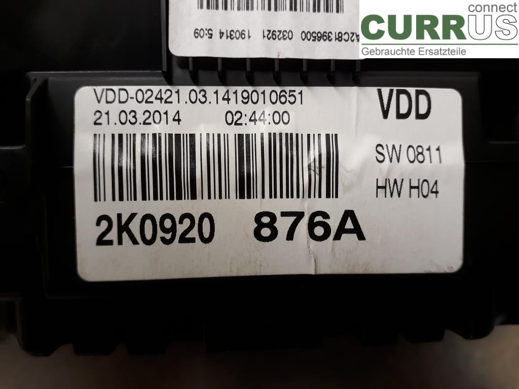 VW CADDY  11-15 Instrument cluster / comb 2K0920876AX CAYE