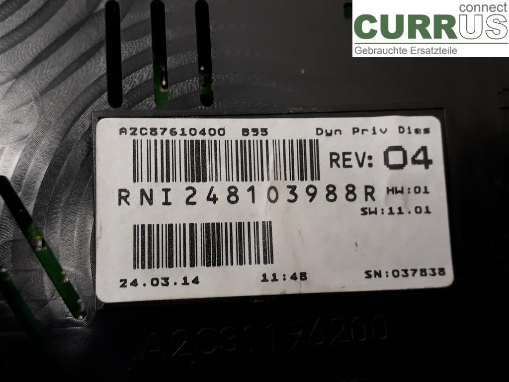 RENAULT MEGANE III 09-15 Instrument cluster / comb 248103468R K9K-636