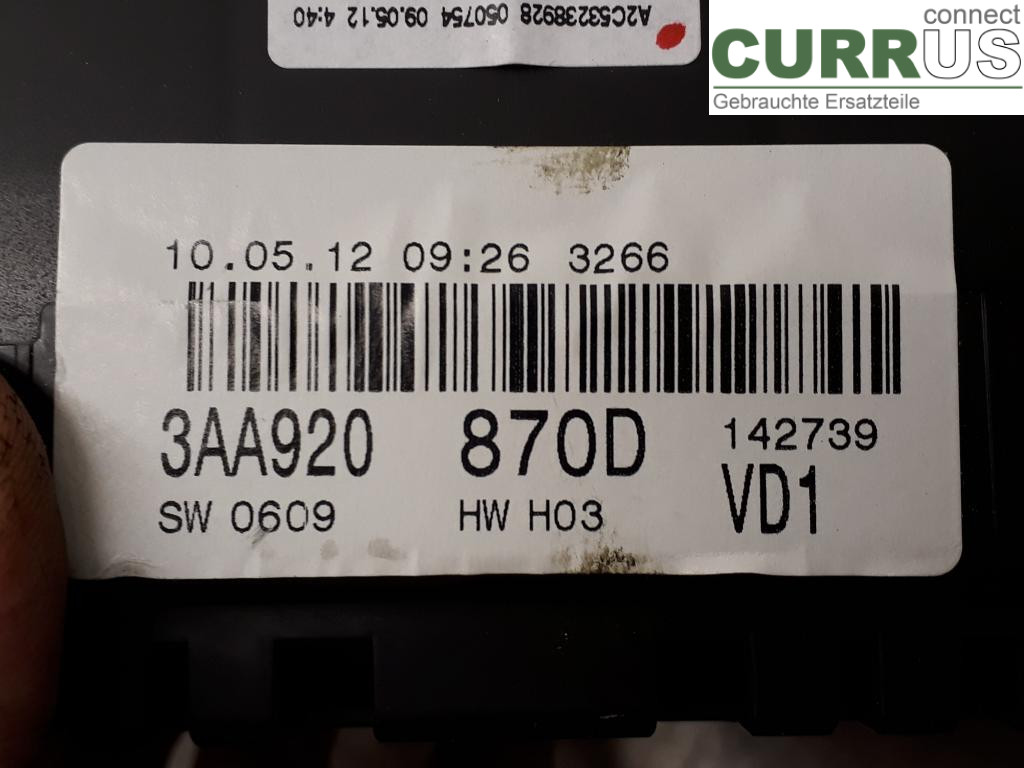VW PASSAT  11-14 Instrument cluster / comb 3AA920870DX CFGB