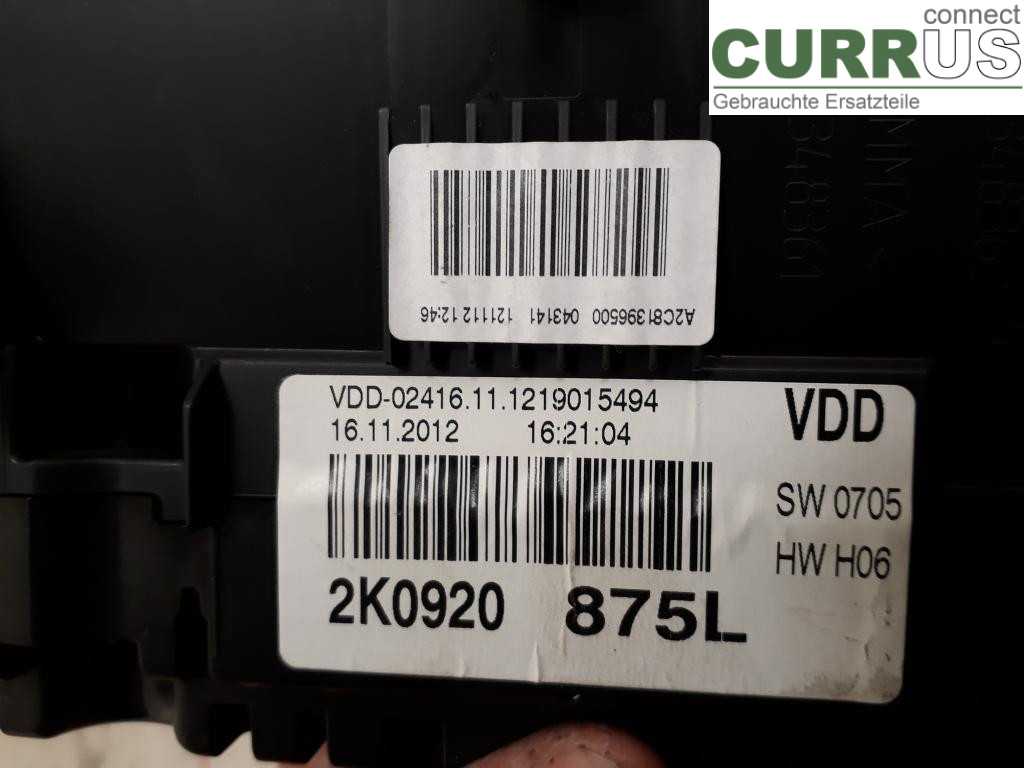 VW CADDY  11-15 Instrument cluster / comb 2K0920875LX CFHF