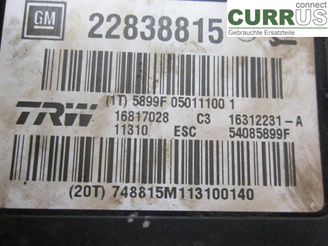 OPEL INSIGNIA  09-16 ABS Hydraulic unit 22757652 A20DTH