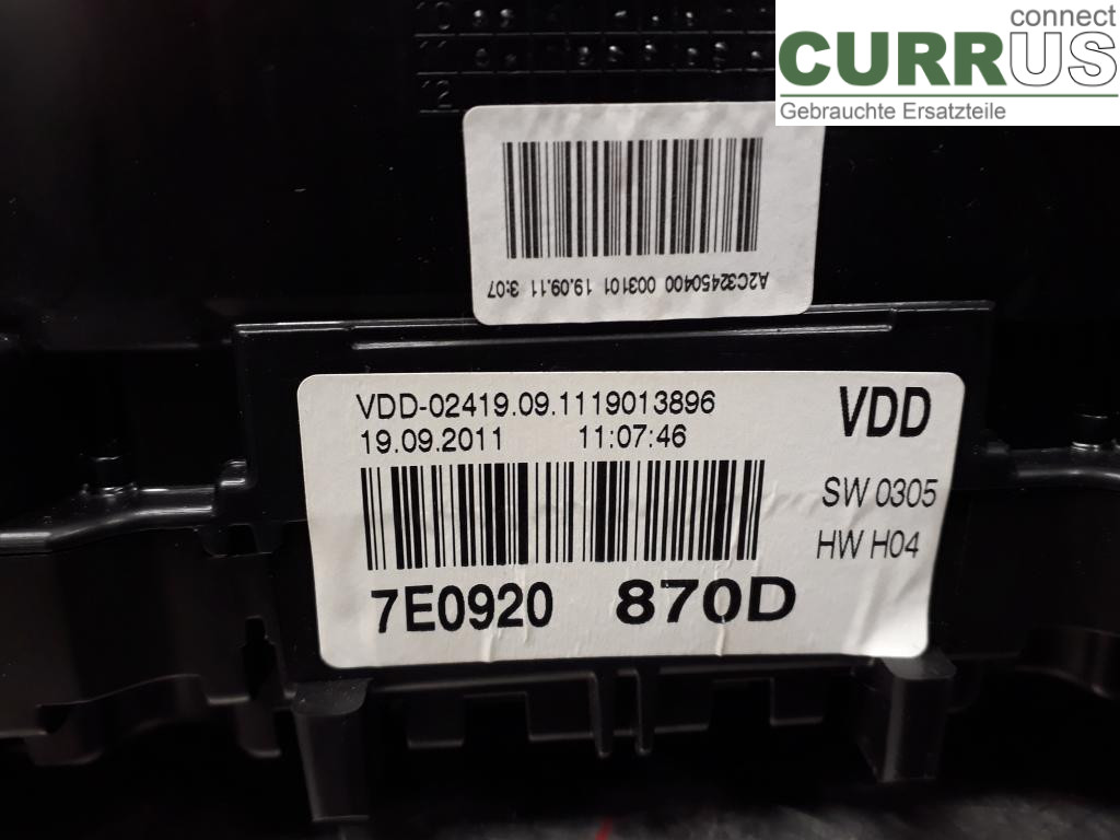 VW TRANSP/CARAVELLE 04-15 Bloc instruments / combiné 7E0920870DX AXA