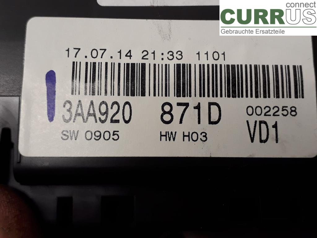 VW PASSAT  11-14 Instrument cluster / comb 3AA920871DX CFGC