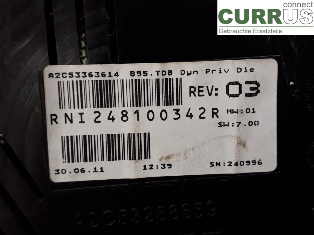 RENAULT MEGANE III 09-15 Instrument cluster / comb 248100342R F9Q-870