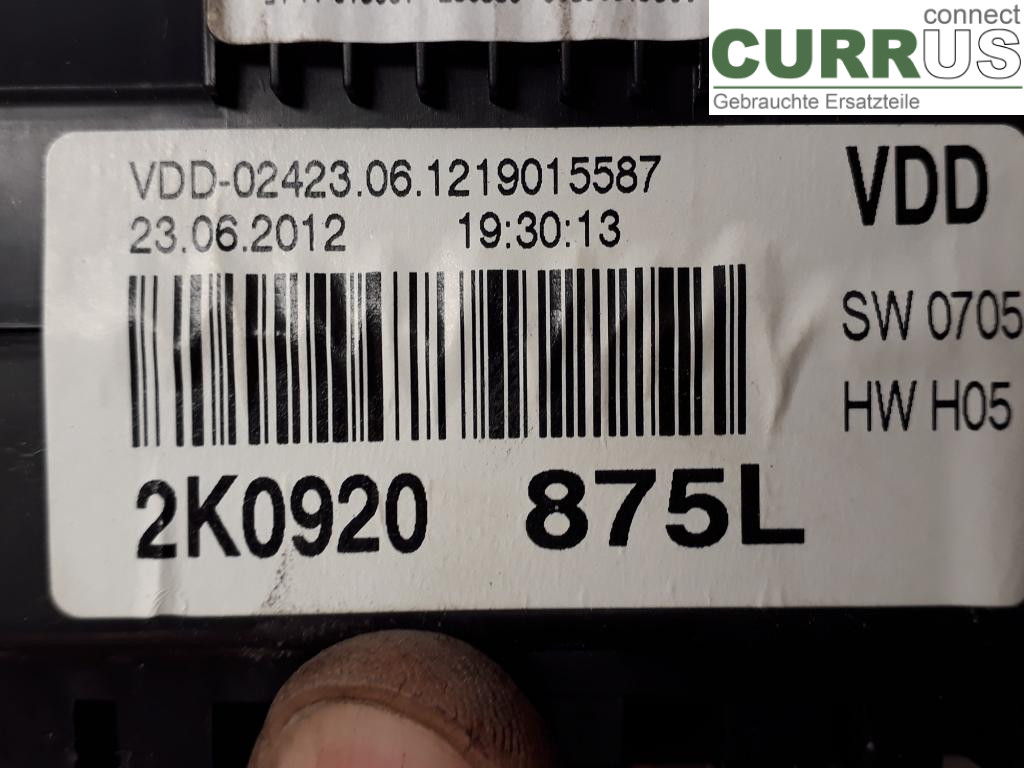 VW CADDY  11-15 Instrument cluster / comb 2K0920875LX CFHC