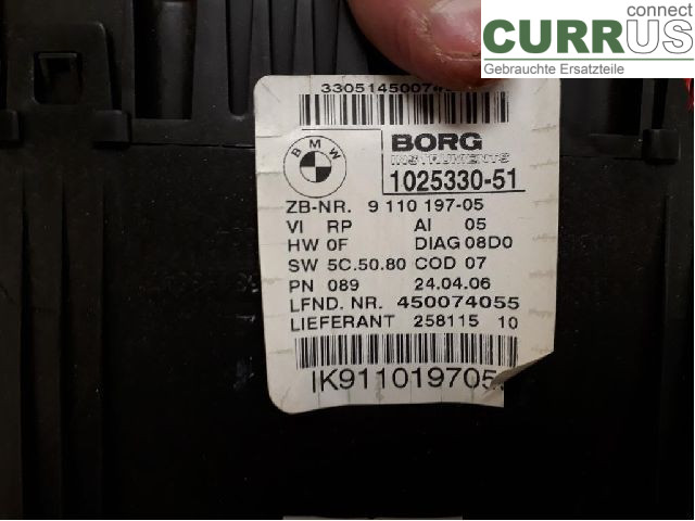 BMW 3 E90/91 SED/TOU 05-12 Instrument cluster / comb 62109316119 N46-B20B