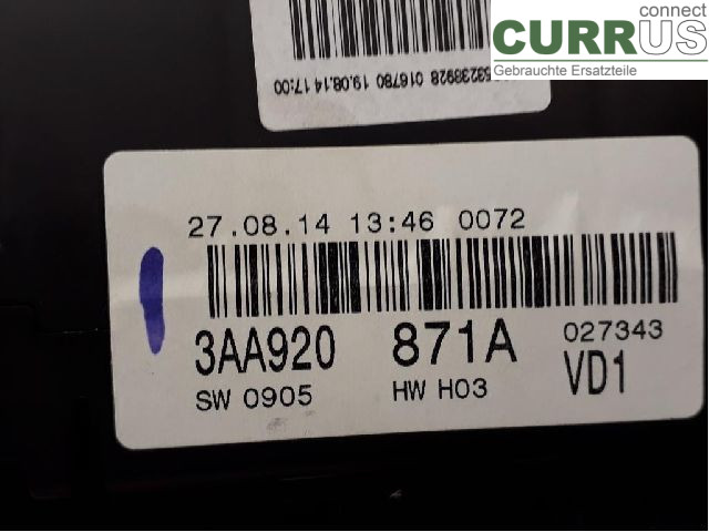VW PASSAT  11-14 Instrument cluster / comb 3AA920871AX CFFB