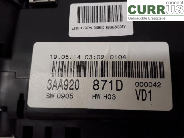 VW PASSAT  11-14 Instrument cluster / comb 3AA920871DX CFGC