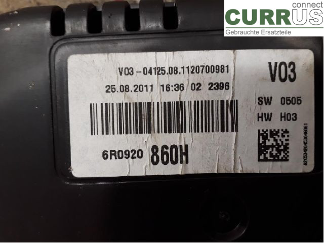 VW POLO       10-17 Instrument cluster / comb 6R0920860HX CGGB