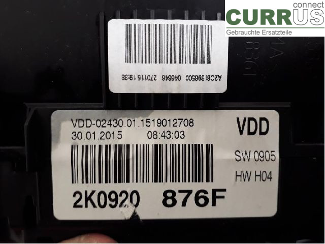 VW CADDY  11-15 Instrument cluster / comb 2K0920876FX CFJA
