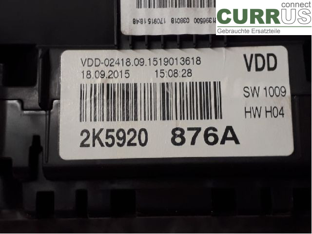 VW CADDY  16-20 Bloc instruments / combiné 2K5920876AX CUUD