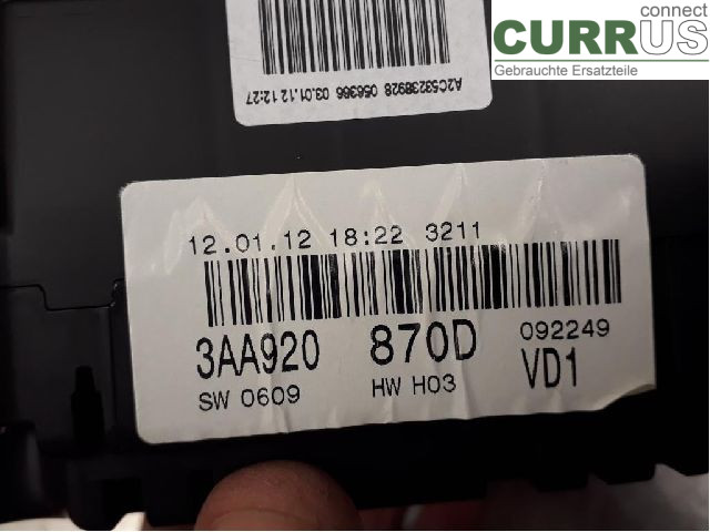 VW PASSAT  11-14 Instrument cluster / comb 3AA920870DX CFGB