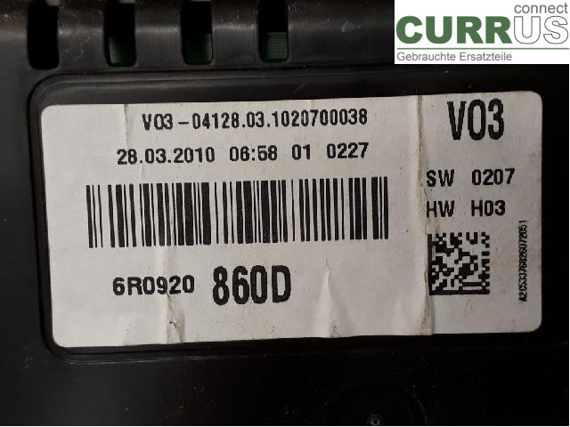 VW POLO       10-17 Bloc instruments / combiné 6R0920860DX CGGB