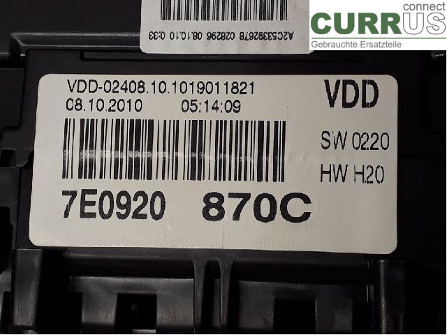 VW TRANSP/CARAVELLE 04-15 Bloc instruments / combiné 7E0920870CX CCHA
