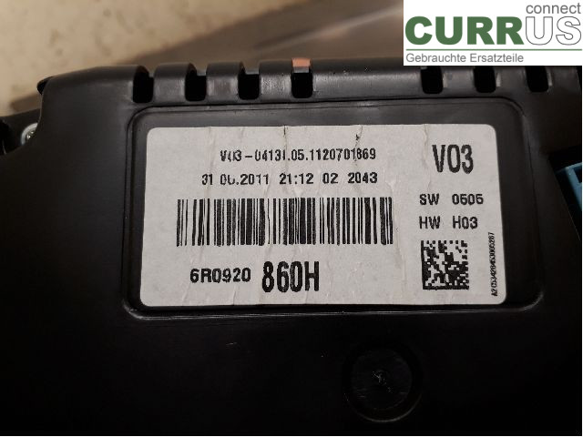 VW POLO       10-17 Bloc instruments / combiné 6R0920860HX CGGB