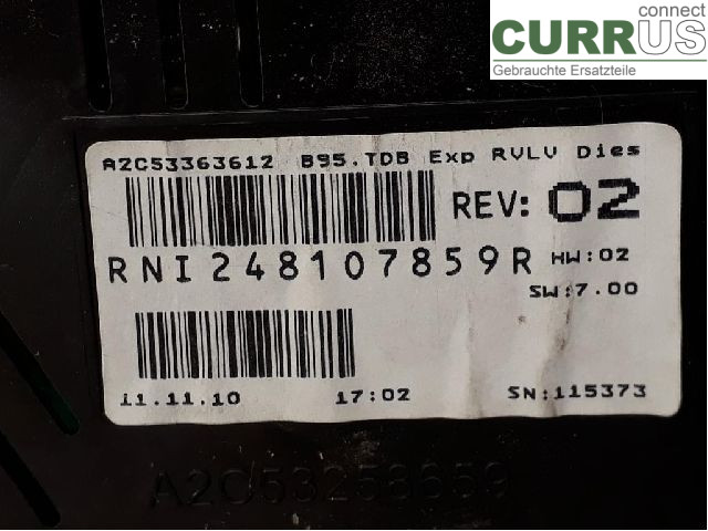 RENAULT MEGANE III 09-15 Instrument cluster / comb 248107859R K9K-834
