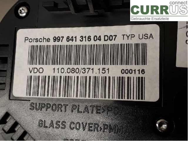 PORSCHE 911 997 05-12 Instrumentpanel / kombiinstrument 99764131605 A101