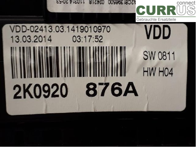 VW CADDY  11-15 Instrument cluster / comb 2K0920876AX CAYD