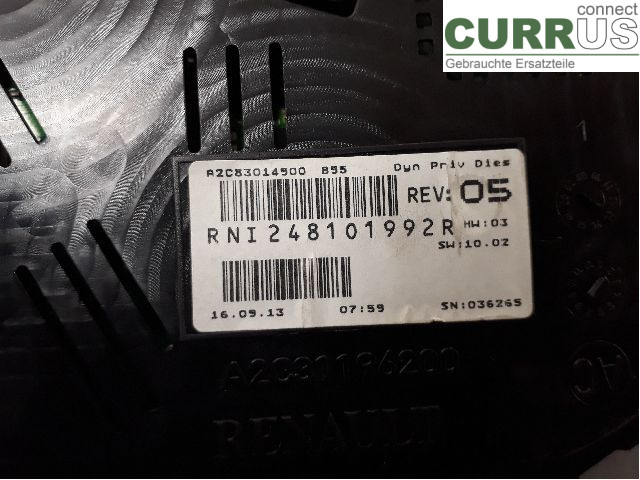 RENAULT MEGANE III 09-15 Instrument cluster / comb 248101992R K9K-636